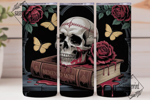 Gothic Skull & Roses 20oz Tumbler Wrap Sublimation sassyprint 
