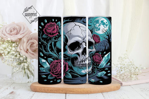 Gothic Skull Roses Tumbler Wrap Sublimation sassyprint 