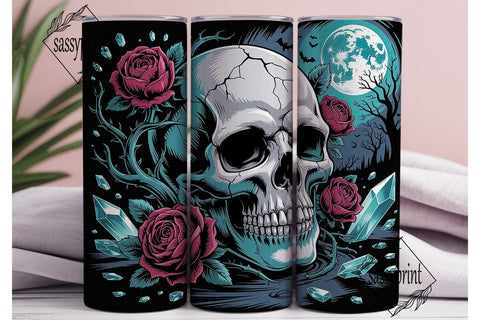 Gothic Skull Roses Tumbler Wrap Sublimation sassyprint 