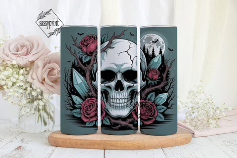 Gothic Skull Roses Tumbler Wrap Sublimation sassyprint 
