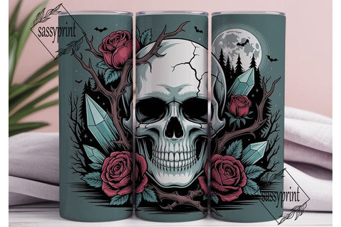 Gothic Skull Roses Tumbler Wrap Sublimation sassyprint 