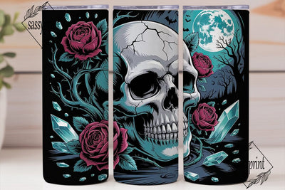Gothic Skull Roses Tumbler Wrap Sublimation sassyprint 