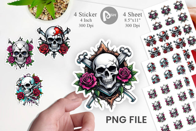 Gothic Skull Sticker Sublimation artnoy 