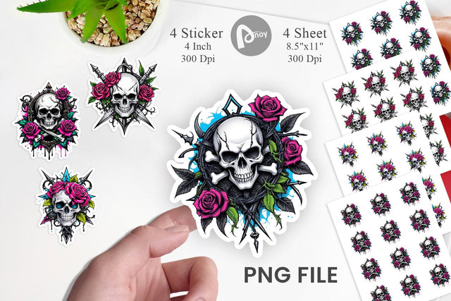 Gothic Skull Sticker Sublimation artnoy 