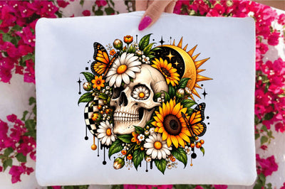 Gothic Skull Sunflower Clipart PNG Sublimation SVGArt 