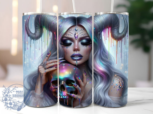 Gothic Skull Witchy Halloween Tumbler, Witchy Halloween Wrap, Skull Witch Cup, 20oz Sublimation, Spooky Tumbler Design, Halloween Witch Tumbler, Gothic Drinkware Sublimation ToriDesigns 