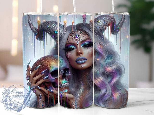 Gothic Skull Witchy Halloween Tumbler, Witchy Halloween Wrap, Skull Witch Cup, 20oz Sublimation, Spooky Tumbler Design, Halloween Witch Tumbler, Gothic Drinkware Sublimation ToriDesigns 