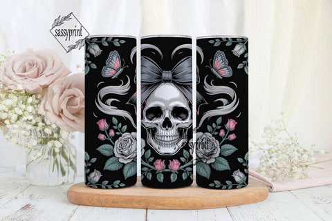 Gothic Skull with Roses Tumbler Wrap Sublimation sassyprint 