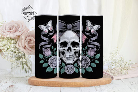 Gothic Skull with Roses Tumbler Wrap Sublimation sassyprint 
