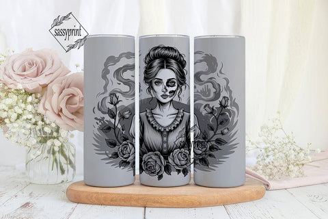 Gothic Skull Woman 20oz Tumbler Wrap Sublimation sassyprint 
