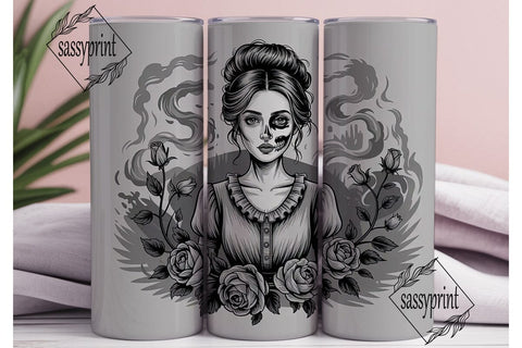 Gothic Skull Woman 20oz Tumbler Wrap Sublimation sassyprint 