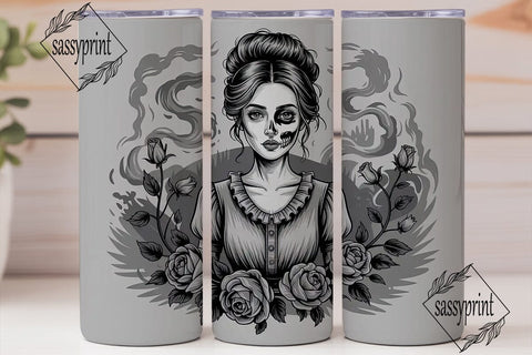 Gothic Skull Woman 20oz Tumbler Wrap Sublimation sassyprint 