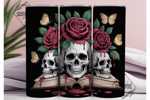 Gothic Skulls & Roses 20oz Tumbler Wrap Sublimation sassyprint 