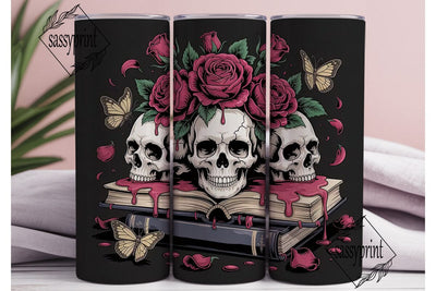 Gothic Skulls & Roses 20oz Tumbler Wrap Sublimation sassyprint 