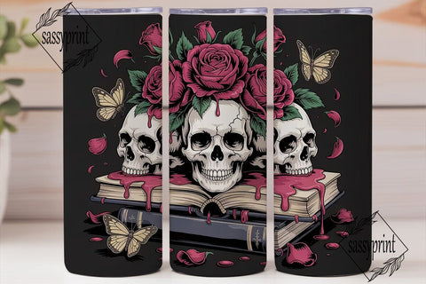 Gothic Skulls & Roses 20oz Tumbler Wrap Sublimation sassyprint 