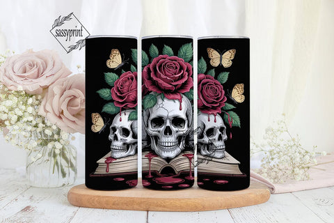 Gothic Skulls & Roses 20oz Tumbler Wrap Sublimation sassyprint 