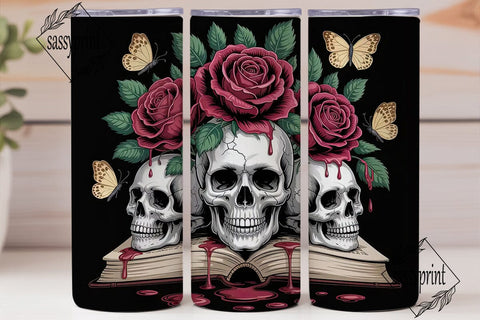 Gothic Skulls & Roses 20oz Tumbler Wrap Sublimation sassyprint 