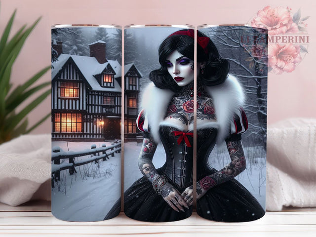 Gothic Snow Princess Halloween 20Oz Skinny Tumbler Wrap, Gothic Halloween Cup, Dark Fairy Tale Sublimation, Spooky Princess Drinkware, Gothic Winter Gift Idea, Digital Snow Princess Sublimation Li Zamperini 