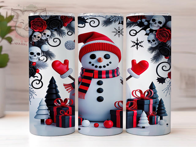 Gothic Snowman Christmas Tumbler, Dark Christmas Wrap, 20oz Tumbler Sublimation, Creepy Holiday Snowman, Haunted Winter Tumbler, Spooky Christmas Sublimation, Gothic Festive Wrap Sublimation Lara' s Designs 