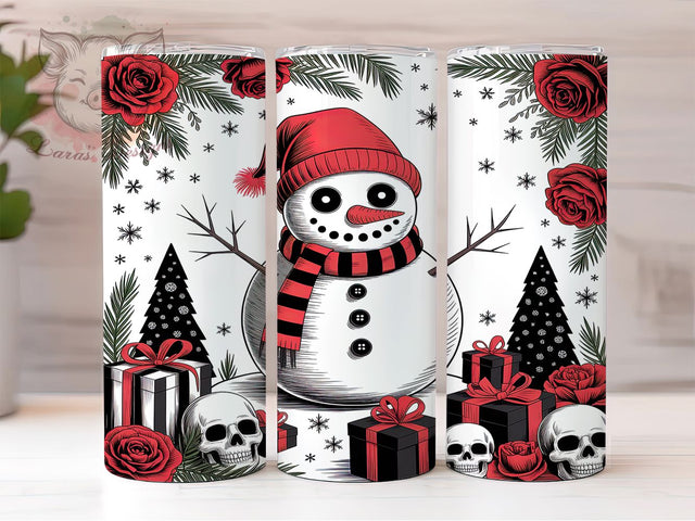 Gothic Snowman Christmas Tumbler, Dark Christmas Wrap, 20oz Tumbler Sublimation, Creepy Holiday Snowman, Haunted Winter Tumbler, Spooky Christmas Sublimation, Gothic Festive Wrap Sublimation Lara' s Designs 