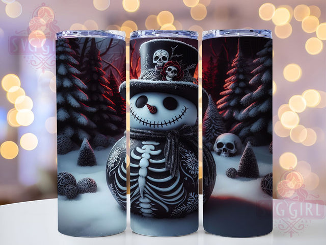 Gothic Snowman Christmas Tumbler, Snowman Wrap Design, Dark Holiday Sublimation, 20oz Gothic Tumbler, Creepy Christmas Art, Alternative Holiday Mug, Gothic Winter Decor Sublimation SvggirlplusArt 