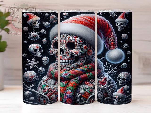 Gothic Snowman Skull Tumbler, Dark Christmas Wrap, 20oz Tumbler Sublimation, Creepy Holiday Snowman Design, Haunted Winter Skull Tumbler, Spooky Christmas Sublimation, Gothic Festive Wrap Sublimation Lara' s Designs 