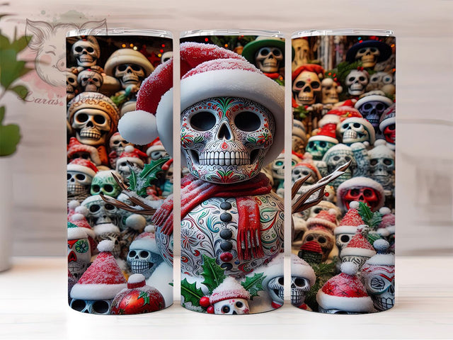 Gothic Snowman Skull Tumbler, Dark Christmas Wrap, 20oz Tumbler Sublimation, Creepy Holiday Snowman Design, Haunted Winter Skull Tumbler, Spooky Christmas Sublimation, Gothic Festive Wrap Sublimation Lara' s Designs 
