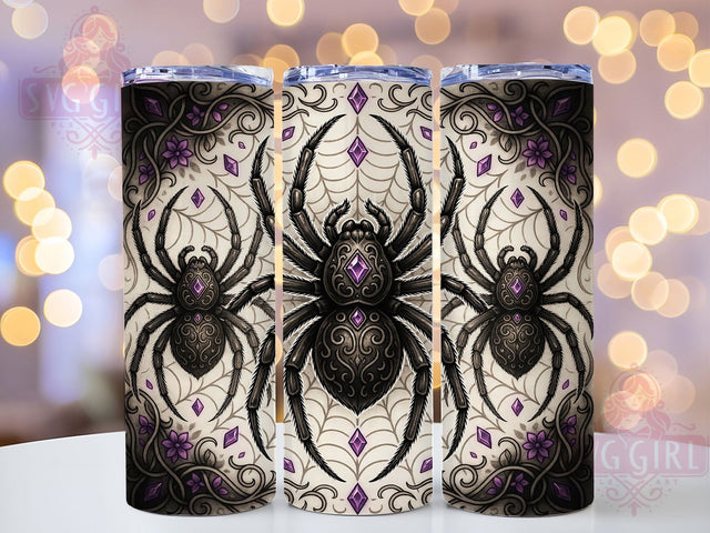 Gothic Spider Filigree 20oz Tumbler, Spider Filigree, Gothic Style, Dark Theme, Sublimation Wrap, 20oz Tumbler, Elegant Aesthetic, Spooky Design Sublimation SvggirlplusArt 