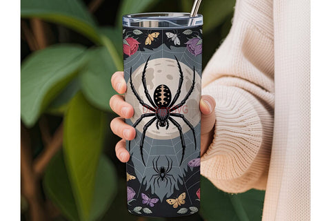 Gothic Spider Moon 20oz Tumbler Wrap Sublimation DesignSVG 