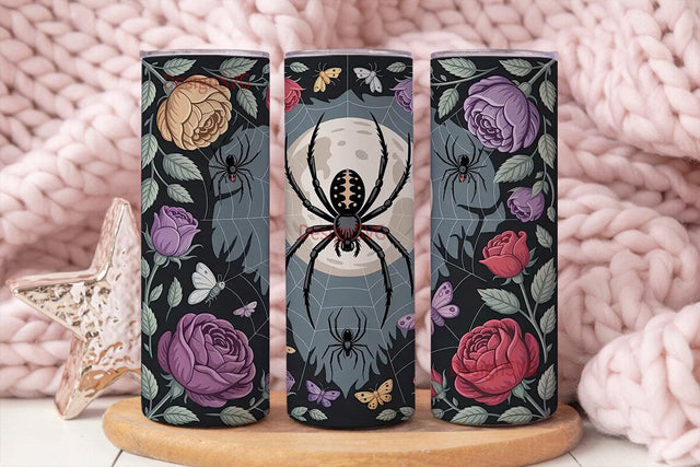 Gothic Spider Moon 20oz Tumbler Wrap Sublimation DesignSVG 