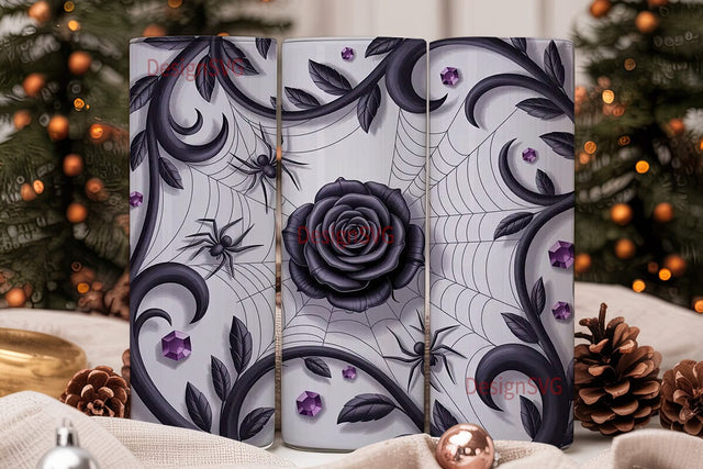 Gothic Spider Rose 20oz Tumbler Wrap Sublimation DesignSVG 