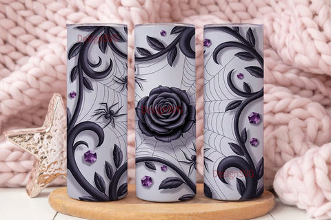 Gothic Spider Rose 20oz Tumbler Wrap Sublimation DesignSVG 