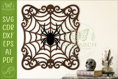 Gothic Spider Web Wall Sign SVG Halloween Decor Laser Cut SVG APInspireddesigns 