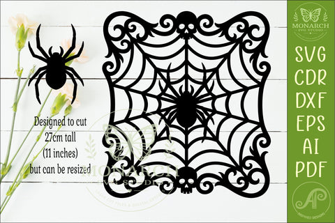 Gothic Spider Web Wall Sign SVG Halloween Decor Laser Cut SVG APInspireddesigns 