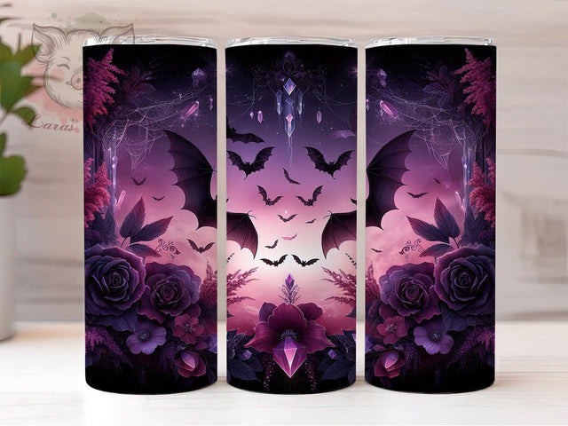 Gothic Spooky Halloween Bat Tumbler, Halloween Bats Wrap, 20Oz Sublimation Design, Spooky Gothic Drinkware, Dark Aesthetic Cup, Haunted Night Gift, Witchy Bat Tumbler Sublimation Lara' s Designs 