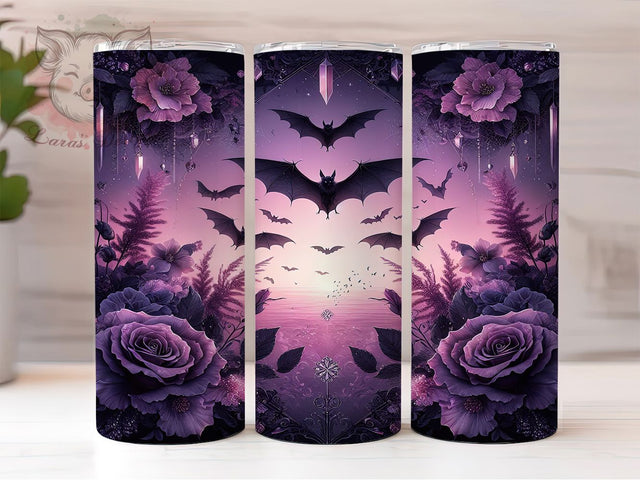 Gothic Spooky Halloween Bat Tumbler, Halloween Bats Wrap, 20Oz Sublimation Design, Spooky Gothic Drinkware, Dark Aesthetic Cup, Haunted Night Gift, Witchy Bat Tumbler Sublimation Lara' s Designs 