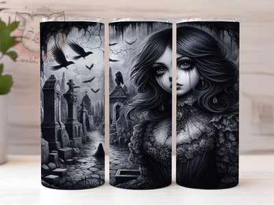Gothic Spooky Halloween Girl Tumbler, Halloween Girl Wrap, 20oz Sublimation, Spooky Girl Cup, Gothic Tumbler Design, Halloween Drinkware, Dark Girl Tumbler Sublimation Lara' s Designs 