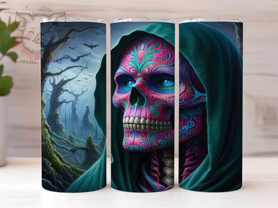 Gothic Spooky Halloween Skull Tumbler, Skull Tumbler Wrap, 20oz Sublimation, Spooky Skull Cup, Gothic Skull Design, Halloween Drinkware, Creepy Tumbler Wrap Sublimation Lara' s Designs 