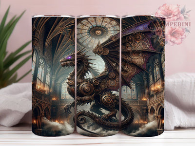 Gothic Steampunk Dragon Tumbler, Steampunk Dragon Wrap, Dark Fantasy Cup, 20oz Sublimation Wrap, Stylish Gothic Design Tumbler, Artistic Steampunk Dragon Cup, Mythical Gothic Theme Wrap Sublimation Li Zamperini 