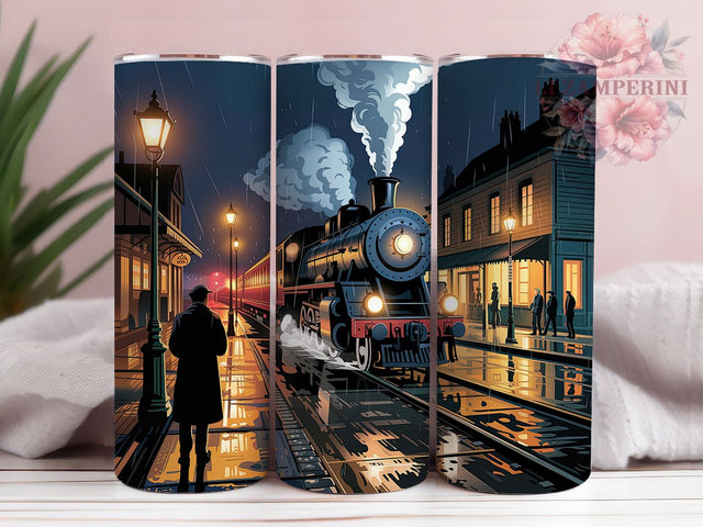 Gothic Steampunk Train Tumbler Wrap, Night Train Wrap, 20oz Sublimation, Steampunk Mug Design, Vintage Train Cup, Gothic Victorian Tumbler, Dark Train Art Sublimation Li Zamperini 
