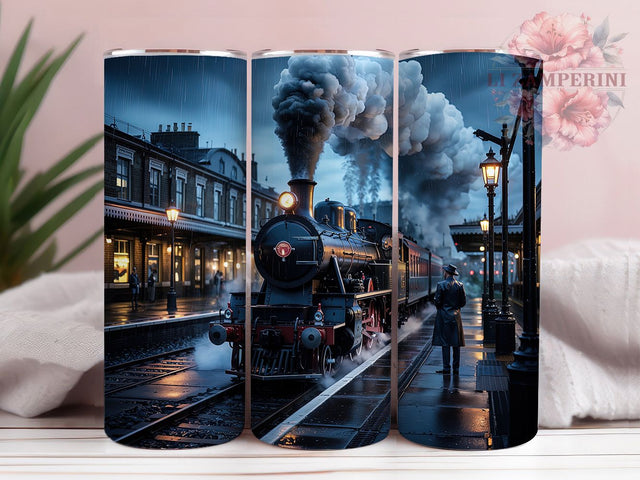 Gothic Steampunk Train Tumbler Wrap, Night Train Wrap, 20oz Sublimation, Steampunk Mug Design, Vintage Train Cup, Gothic Victorian Tumbler, Dark Train Art Sublimation Li Zamperini 
