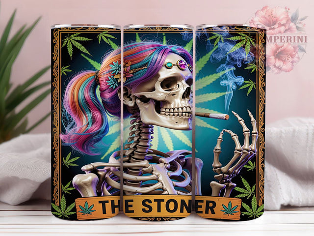 Gothic Stoner Skeleton Tumbler, Gothic Skeleton Wrap, 20oz Tumbler Sublimation, Weed Skeleton Design, Dark Aesthetic Tumbler, Gothic Stoner Gift, Skull Tumbler Wrap Sublimation Li Zamperini 