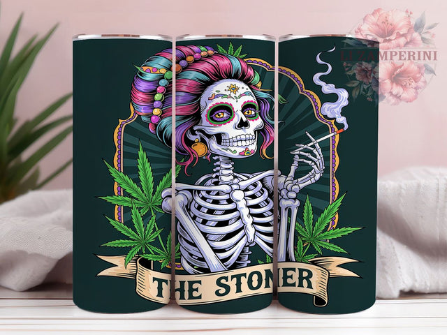 Gothic Stoner Skeleton Tumbler, Gothic Skeleton Wrap, 20oz Tumbler Sublimation, Weed Skeleton Design, Dark Aesthetic Tumbler, Gothic Stoner Gift, Skull Tumbler Wrap Sublimation Li Zamperini 