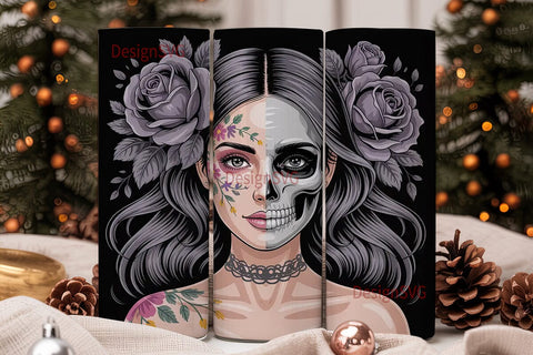 Gothic Sugar Skull 20oz Tumbler Wrap Sublimation DesignSVG 