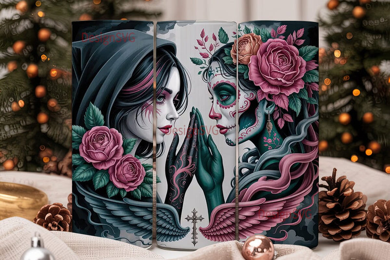 Gothic Sugar Skull 20oz Tumbler Wrap Sublimation DesignSVG 