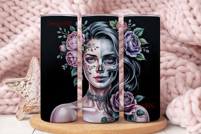 Gothic Sugar Skull 20oz Tumbler Wrap Sublimation DesignSVG 