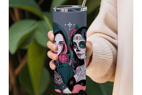 Gothic Sugar Skull 20oz Tumbler Wrap Sublimation DesignSVG 