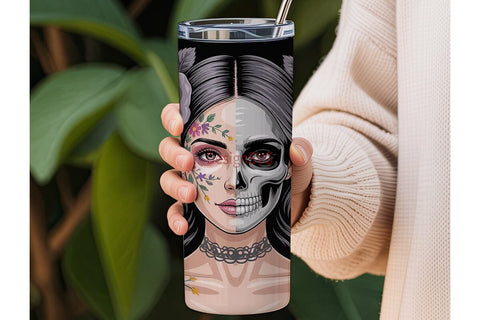 Gothic Sugar Skull 20oz Tumbler Wrap Sublimation DesignSVG 