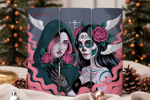 Gothic Sugar Skull 20oz Tumbler Wrap Sublimation DesignSVG 