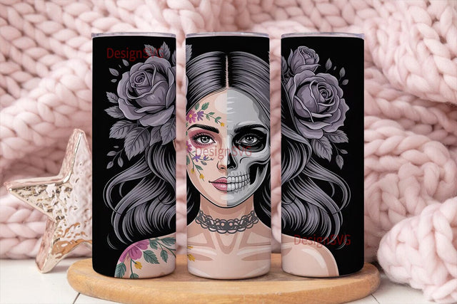 Gothic Sugar Skull 20oz Tumbler Wrap Sublimation DesignSVG 